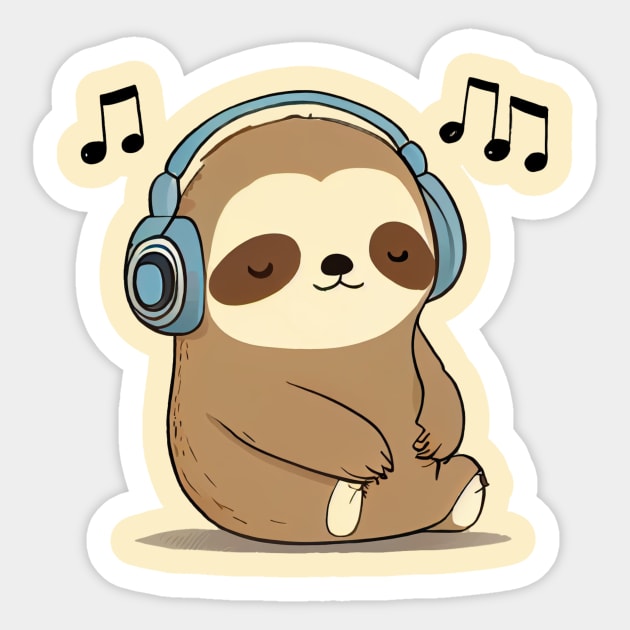 Kawaii Cute Sloth Listening To Music Sticker by Pixy Official